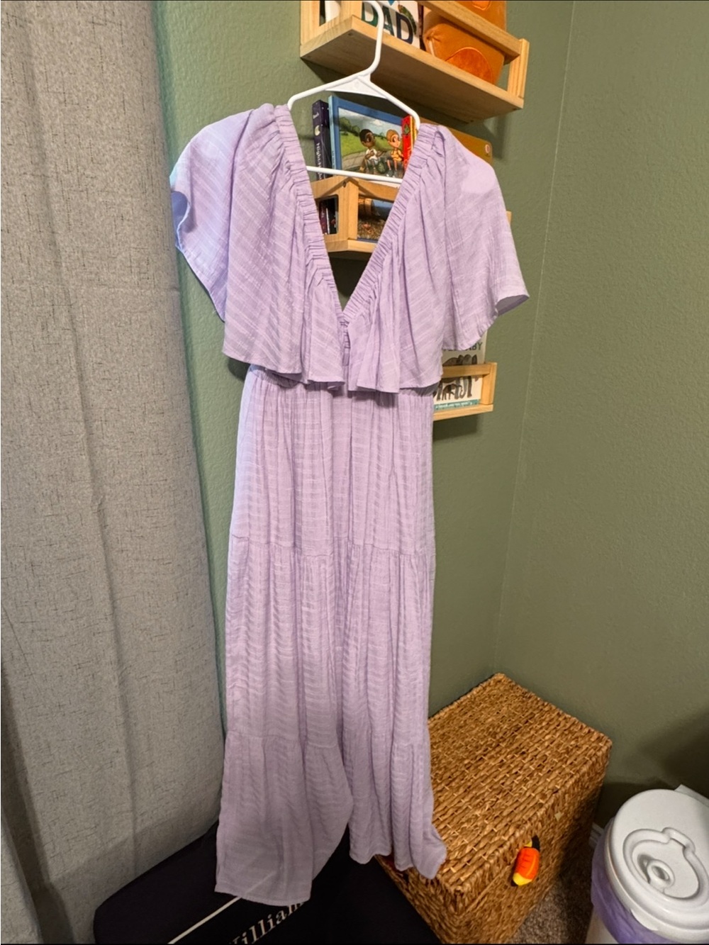 Lilac Maxi Dress with Flutter Sleeves